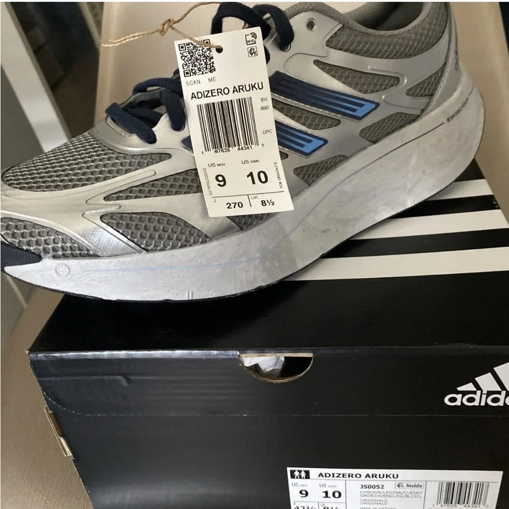Adidas Retro Adizero Aruku Grey/Blue/Silver Swirlfoam Men Sz 9 NIB